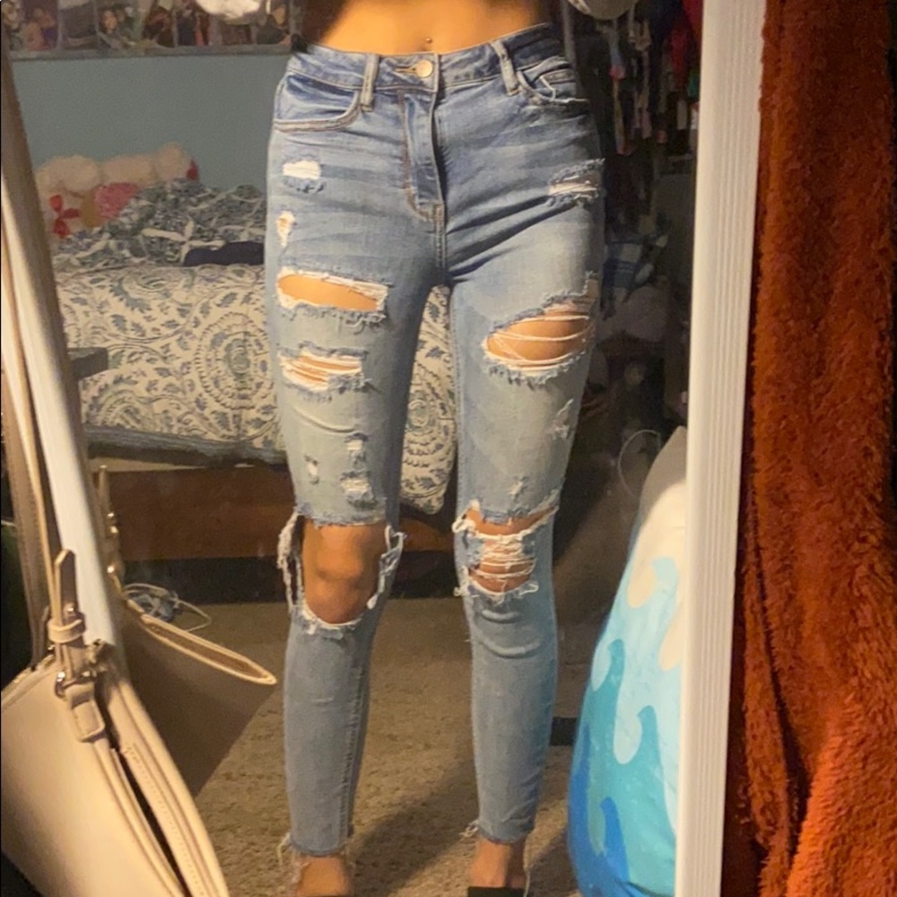 Used, Skinny, Distressed Fashion Nova Blue Jeans